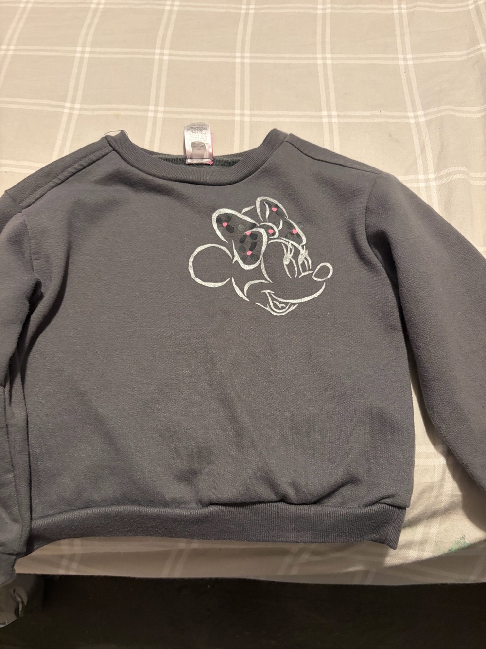 Disney Girls Black Minnie Mouse Pullover Sweatshirt with Pink Accent